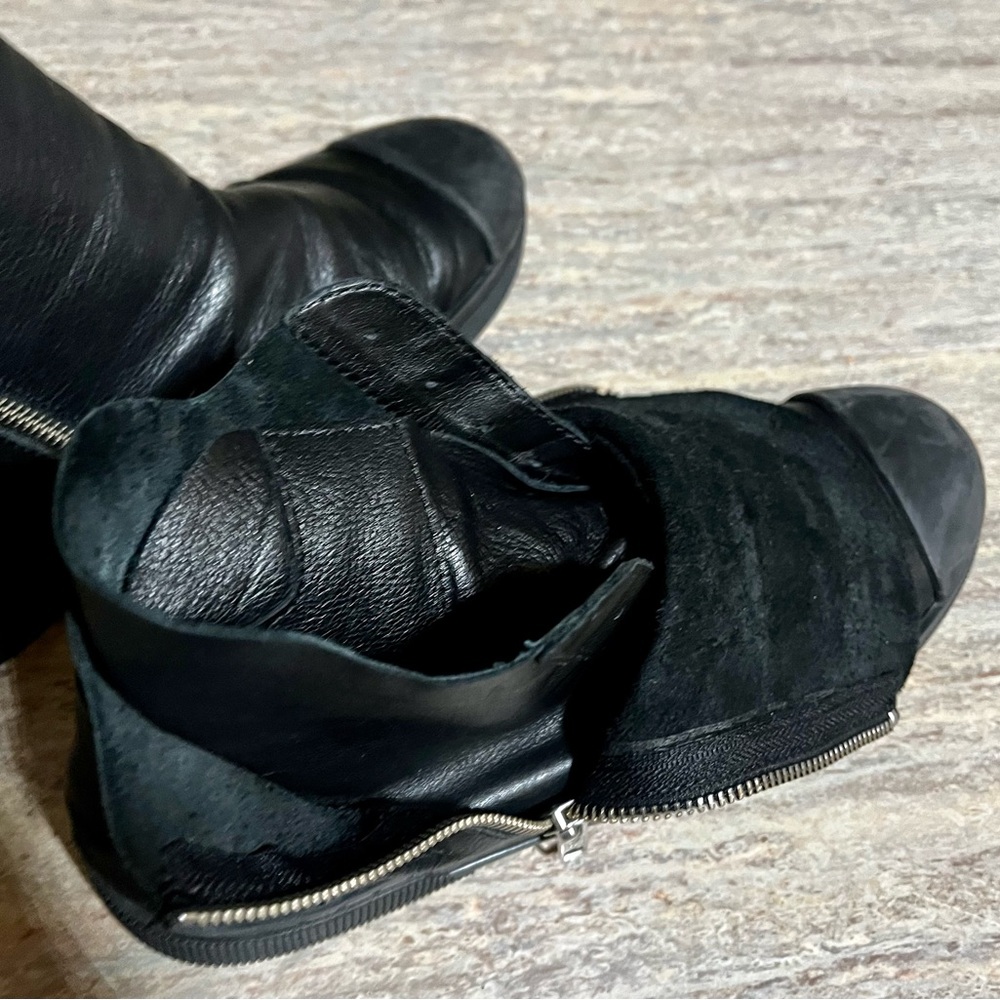 Marcella New York Lafayette Black Ankle Leather Boots with Double Zippers - Picture 10 of 16